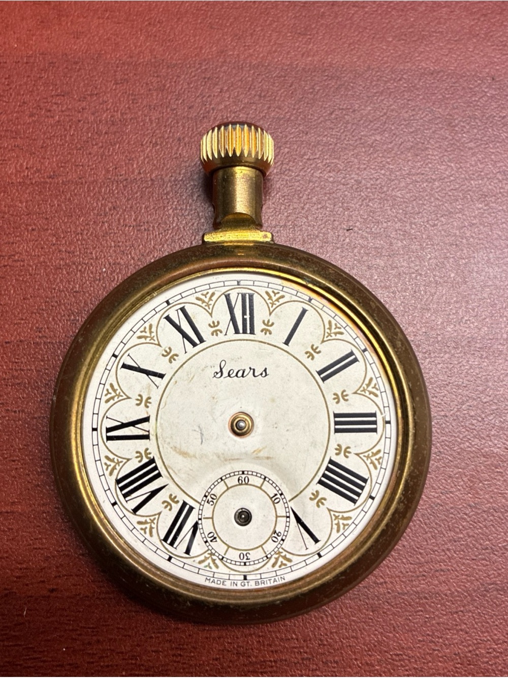 Sears Vintage Mechanical Pocket Watch White Roman Dial For parts